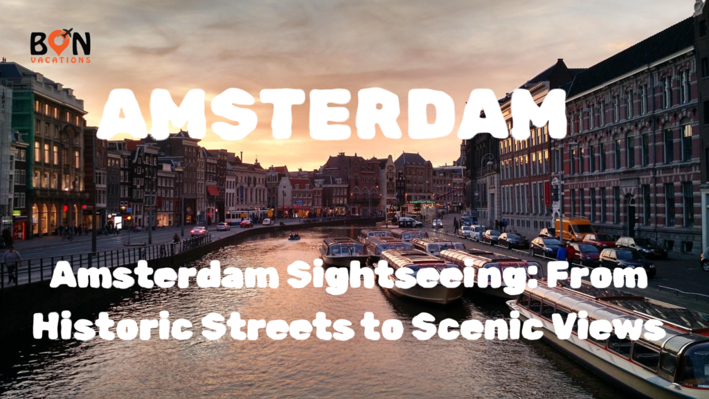 Scenic Amsterdam sightseeing canal cruise with historic houses