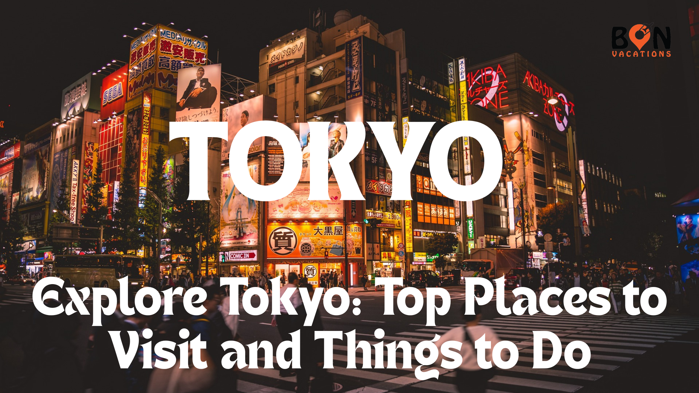 Tokyo skyline illuminated with neon lights at night.